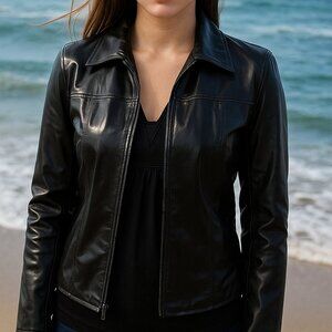 Rampage Black Vinyl Jacket size Medium Zip Up